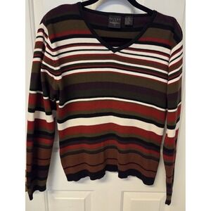 Vtg B.Moss Tailor Women's Long Sleeve Striped Multi color Sweater Size Md Career